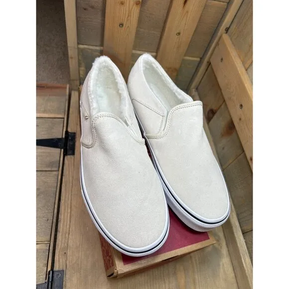 US9.5 NEW Vans Asher DX Women's Slip-On Shoes Sherpa Lined BIRCH
