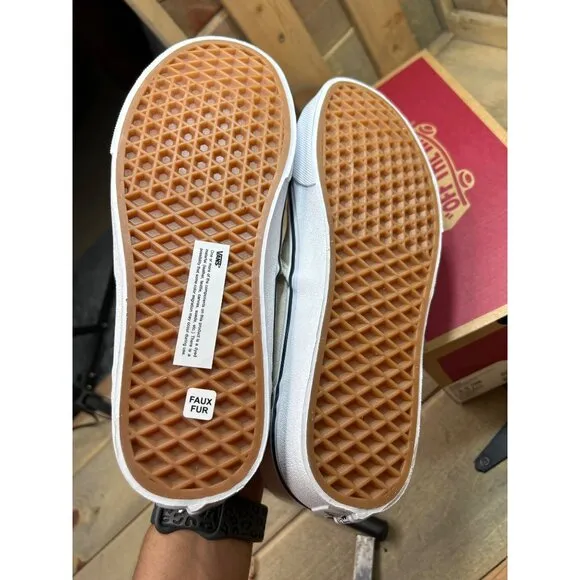 US9.5 NEW Vans Asher DX Women's Slip-On Shoes Sherpa Lined BIRCH