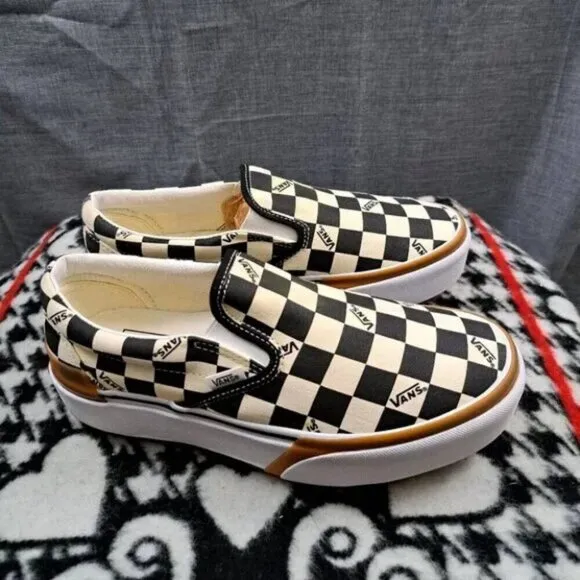 VANS Canvas Checkerboard Slip-On Shoes