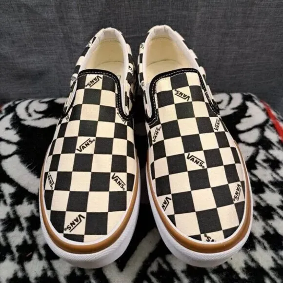 VANS Canvas Checkerboard Slip-On Shoes