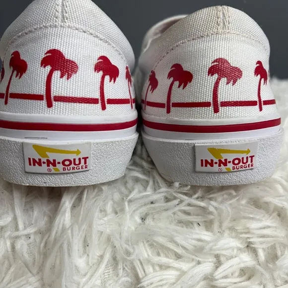 Vans Kids Shoes Red and White Palm Tree Design