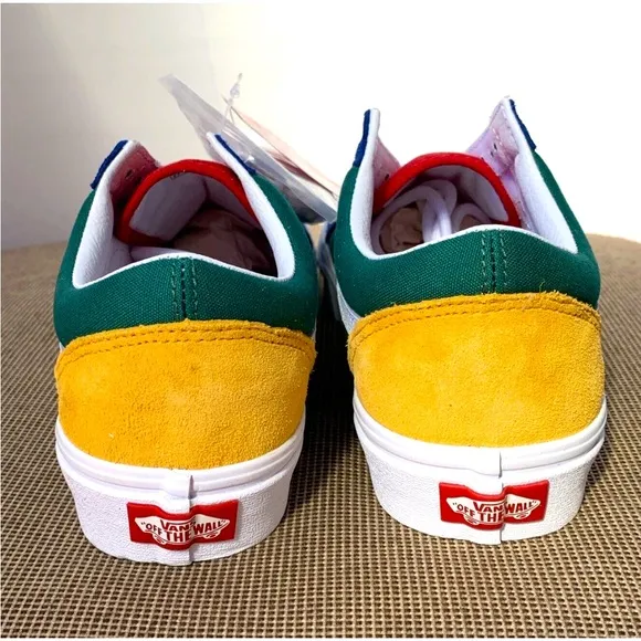 Vans Old Skool Yacht Club Yellow Blue Green Colorblock Suede Canvas W 9 M 7.5