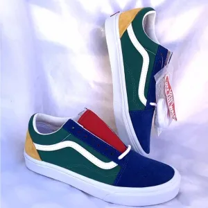 Vans Old Skool Yacht Club Yellow Blue Green Colorblock Suede Canvas W 9 M 7.5