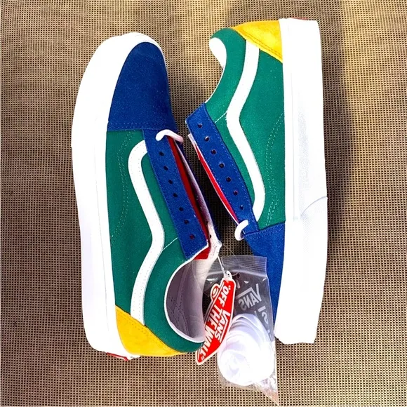Vans Old Skool Yacht Club Yellow Blue Green Colorblock Suede Canvas W 9 M 7.5