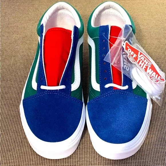 Vans Old Skool Yacht Club Yellow Blue Green Colorblock Suede Canvas W 9 M 7.5