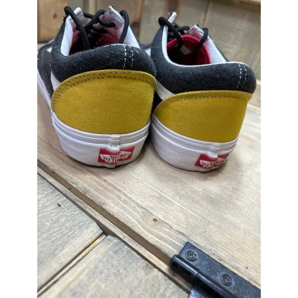 VANS US10 EU43 Mens Gray Yellow White Skateboarding Skater Shoes