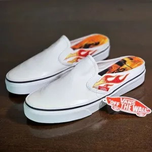 Vans X A$AP Worldwide Slip On White Shoes Mule Flames ASAP Rocky Collab Size 5.5