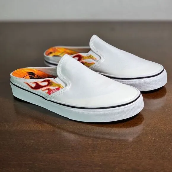 Vans X A$AP Worldwide Slip On White Shoes Mule Flames ASAP Rocky Collab Size 5.5