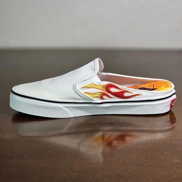 Vans X A$AP Worldwide Slip On White Shoes Mule Flames ASAP Rocky Collab Size 5.5