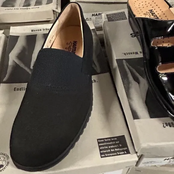 Vintage Hartjes Mens Black Nubuck slip‎ on shoes