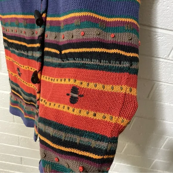 Vintage Roughrider Circle T Southwest Rustic Western Sweater Jacket Long Button