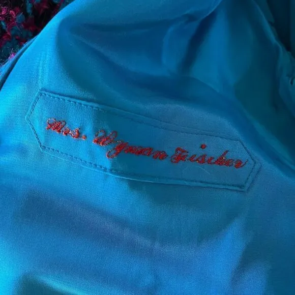 Vintage Teal Plaid Tweed Belted Jacket in Hand Tailored in 1969 by Sherman’s Inc