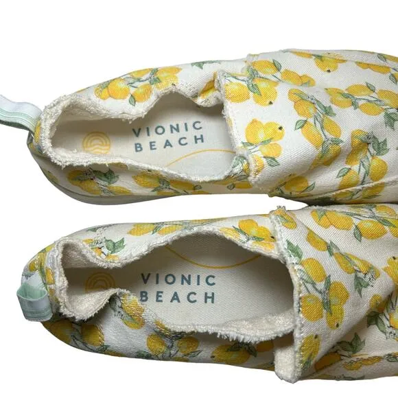 Vionic Beach Malibu Slip On Shoes Lemons Canvas Women's 8.5 Sneaker Loafer