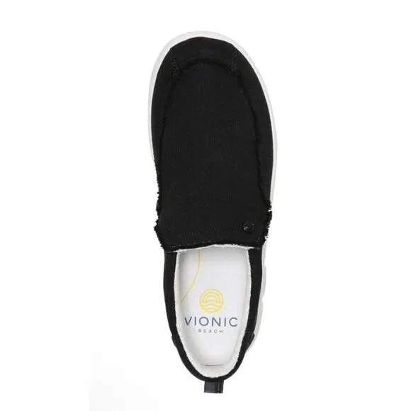 Vionic Beach Seaview Casual Mens 8 Slip Black Sneakers Arch Support‎ New