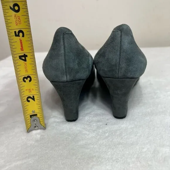 Vionic Camden Gray Nubuck Slip On Wedges Heels 6.5 Women