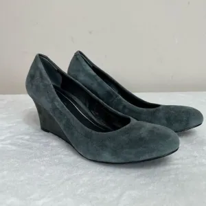 Vionic Camden Gray Nubuck Slip On Wedges Heels 6.5 Women