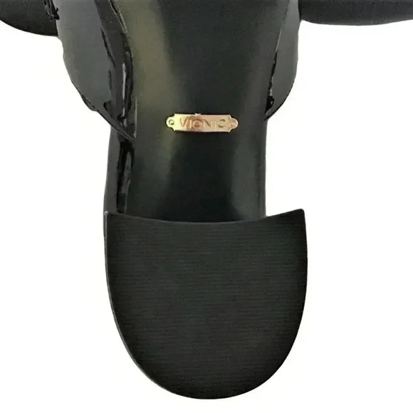Vionic Plaza Annabel Mules Shoes Women 7.5 Black Patent Leather Block Heel NEW