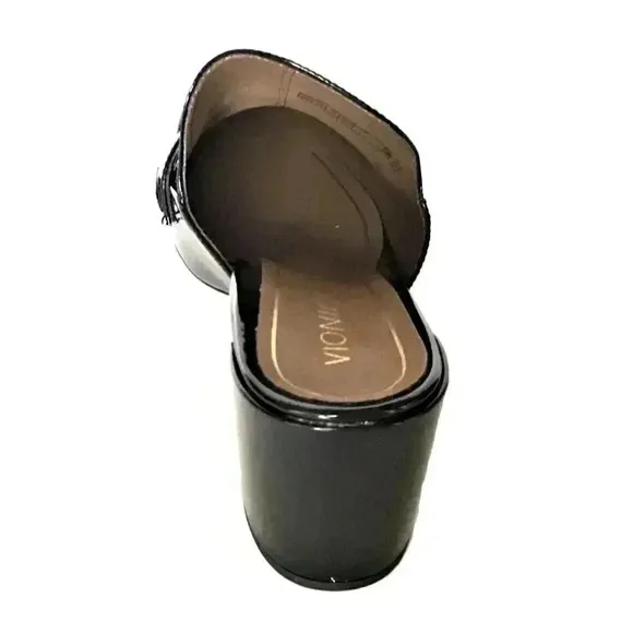 Vionic Plaza Annabel Mules Shoes Women 7.5 Black Patent Leather Block Heel NEW