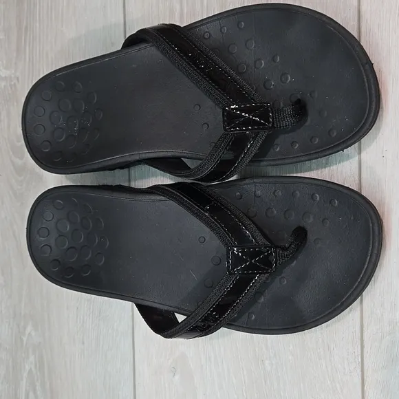 Vionic Women High Tide Thong Leather Sandals Platform shoes sz 8 Wide
