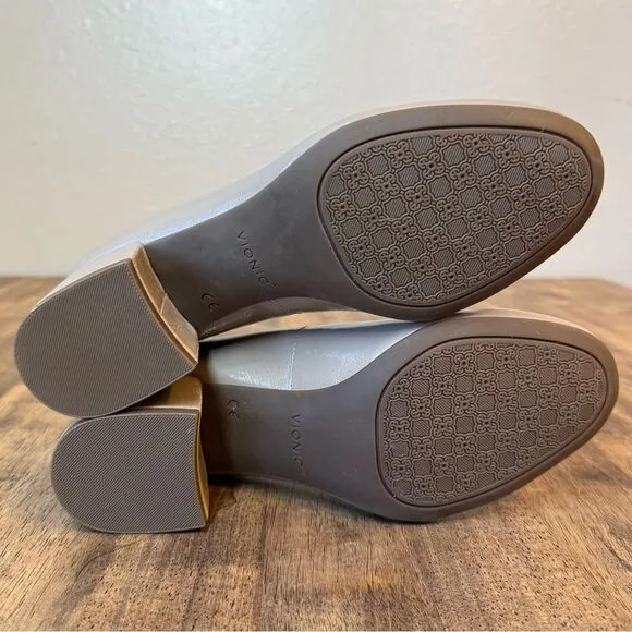 Vionic Women’s Carmel Patent Leather Chunky Comfort Round Toe Heel Taupe Size 7
