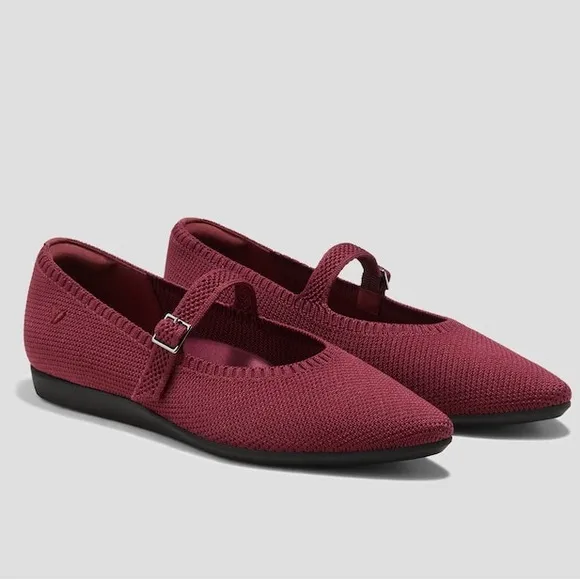 Vivaia Aria Walker Mary-Jane Lightweight Pointed-Toe “Bordeaux Red” SZ 9-9.5