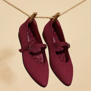 Vivaia Aria Walker Mary-Jane Lightweight Pointed-Toe “Bordeaux Red” SZ 9-9.5