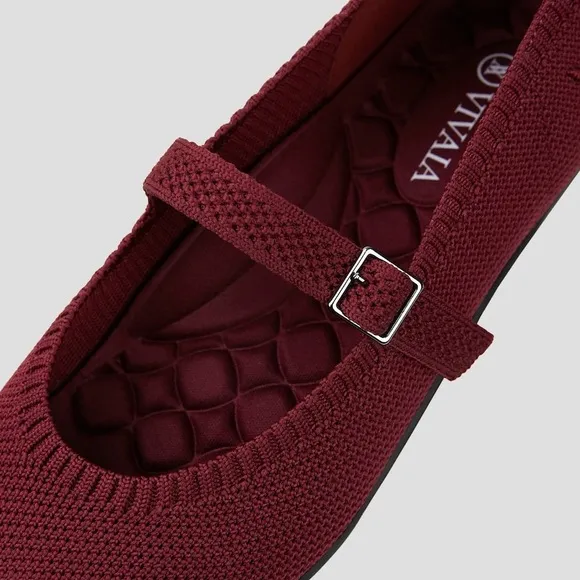 Vivaia Aria Walker Mary-Jane Lightweight Pointed-Toe “Bordeaux Red” SZ 9-9.5