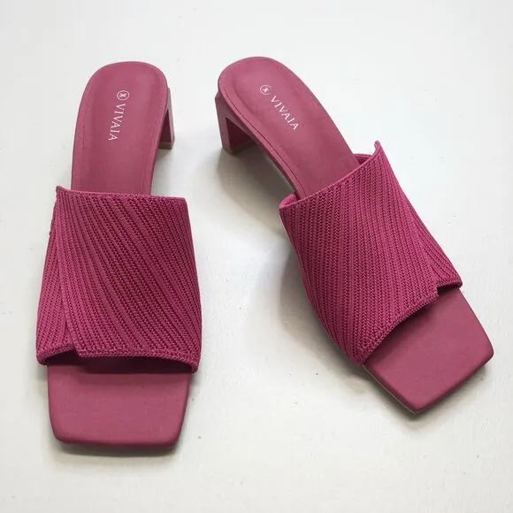 Vivaia Jade Square Toe Wide Band Heeled Sandal Pitaya Pink Women's Size 40