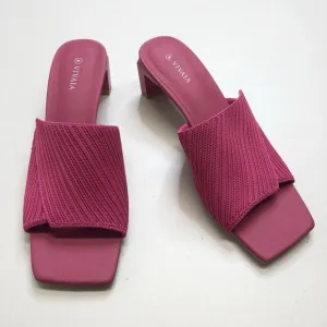 Vivaia Jade Square Toe Wide Band Heeled Sandal Pitaya Pink Women's Size 40