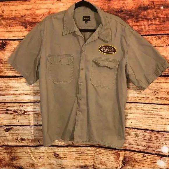 Von Dutch Mens Button Down Mechanic Shirt size XL