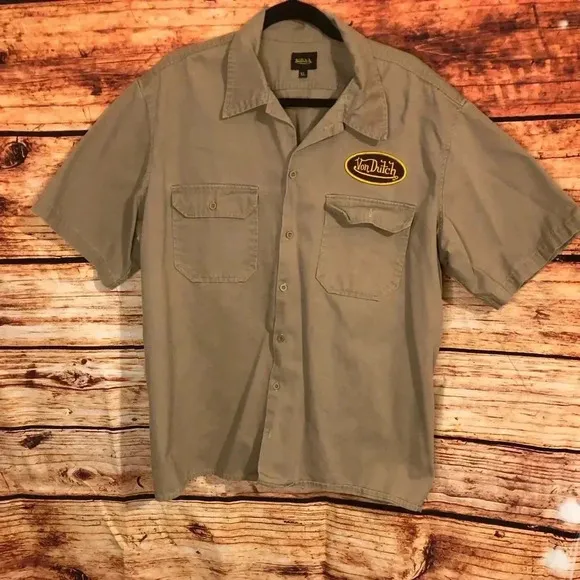 Von Dutch Mens Button Down Mechanic Shirt size XL