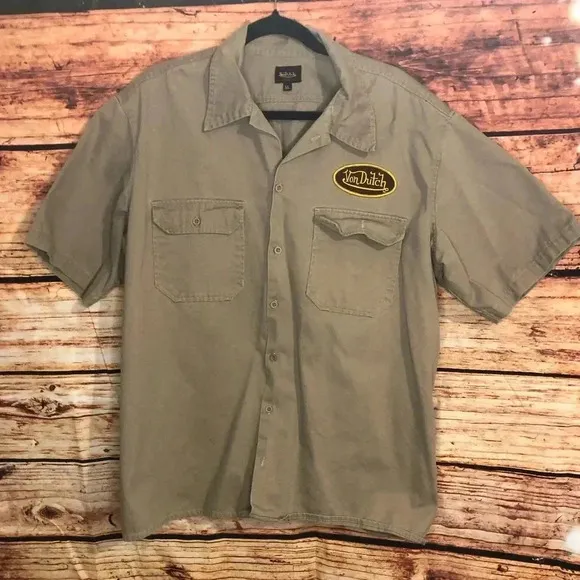 Von Dutch Mens Button Down Mechanic Shirt size XL
