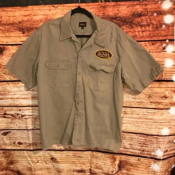 Von Dutch Mens Button Down Mechanic Shirt size XL