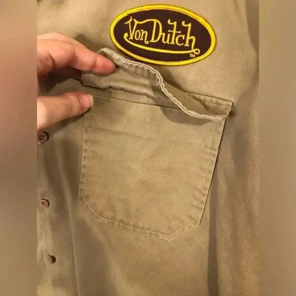 Von Dutch Mens Button Down Mechanic Shirt size XL