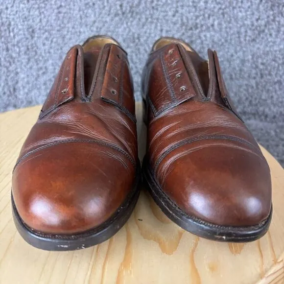 Vtg Regal Oxford Leather Shoe Mens 8 Extra Wide Brown Cap Toe Leather Lined