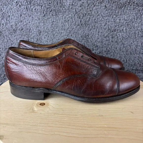 Vtg Regal Oxford Leather Shoe Mens 8 Extra Wide Brown Cap Toe Leather Lined