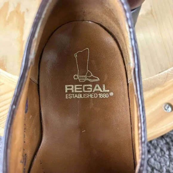 Vtg Regal Oxford Leather Shoe Mens 8 Extra Wide Brown Cap Toe Leather Lined