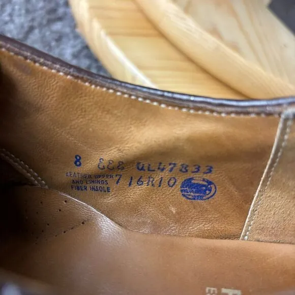 Vtg Regal Oxford Leather Shoe Mens 8 Extra Wide Brown Cap Toe Leather Lined