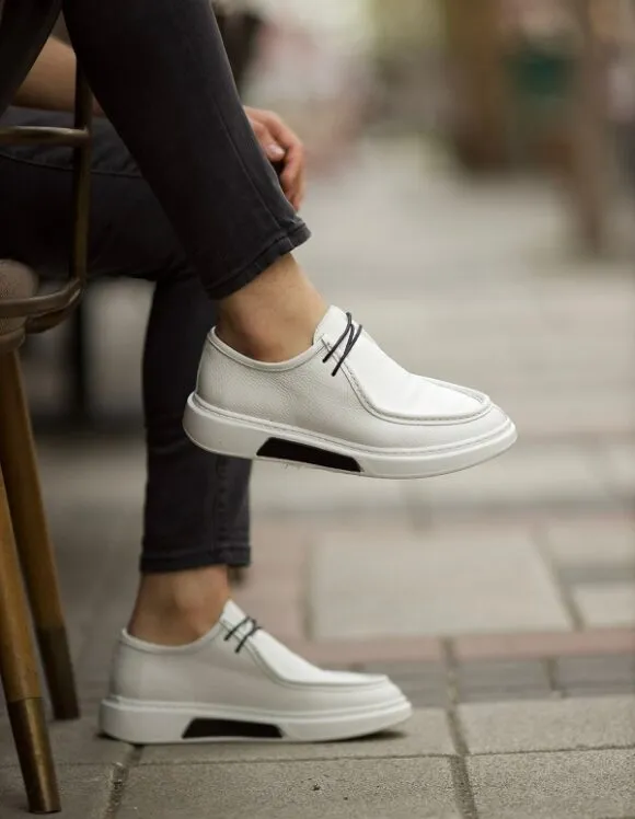 White Grain Slip-On Casual Shoes