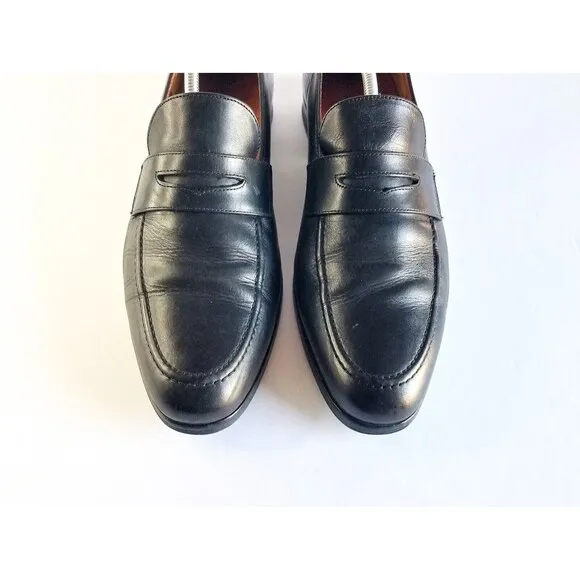 WOLF SHEPHERD Ringer Black Dress Loafers Italian Calfskin Leather Sz 11.5 9719