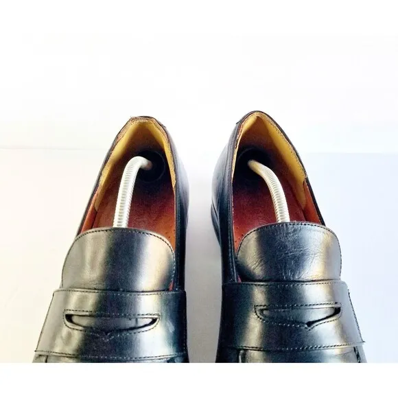 WOLF SHEPHERD Ringer Black Dress Loafers Italian Calfskin Leather Sz 11.5 9719