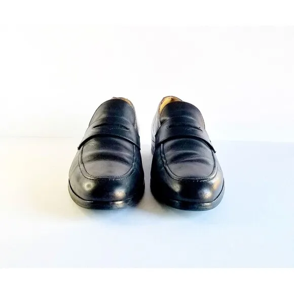 WOLF SHEPHERD Ringer Black Dress Loafers Italian Calfskin Leather Sz 11.5 9719