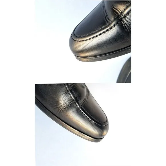 WOLF SHEPHERD Ringer Black Dress Loafers Italian Calfskin Leather Sz 11.5 9719