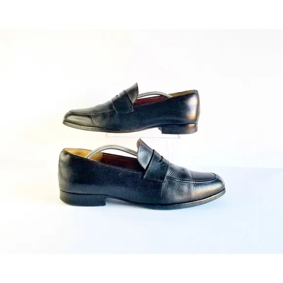 WOLF SHEPHERD Ringer Black Dress Loafers Italian Calfskin Leather Sz 11.5 9719