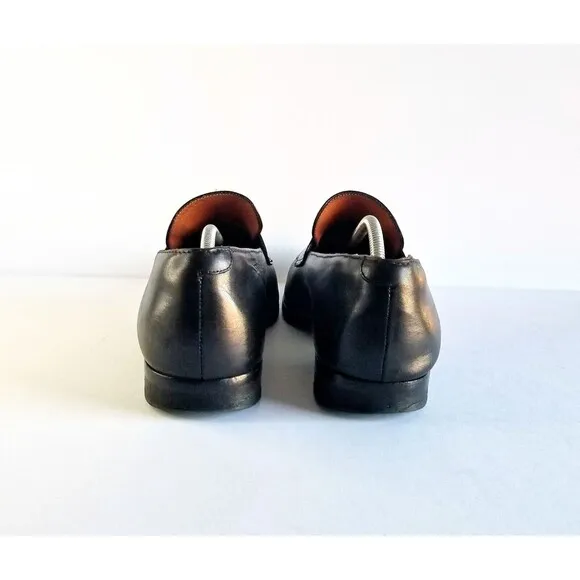 WOLF SHEPHERD Ringer Black Dress Loafers Italian Calfskin Leather Sz 11.5 9719