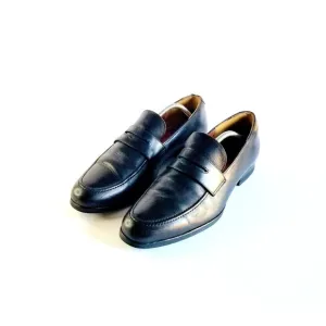WOLF SHEPHERD Ringer Black Dress Loafers Italian Calfskin Leather Sz 11.5 9719
