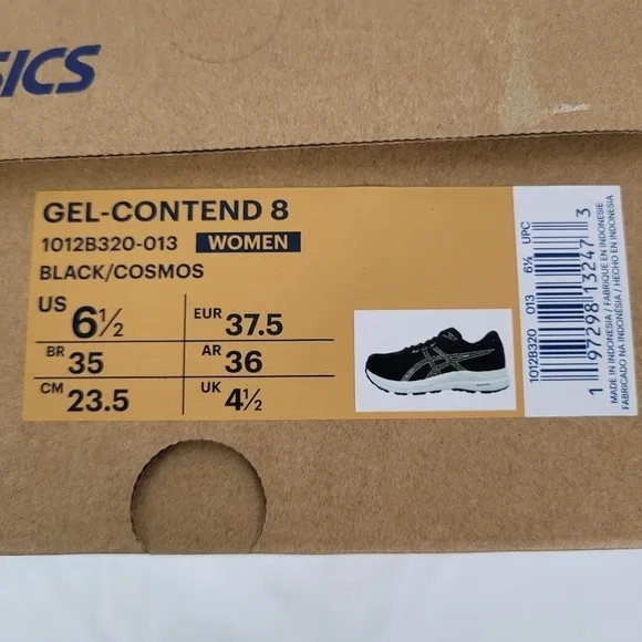 Women's ASICS GEL-Contend® 8 Athletic Shoes Black/Cosmos Size 6.5 New In Box