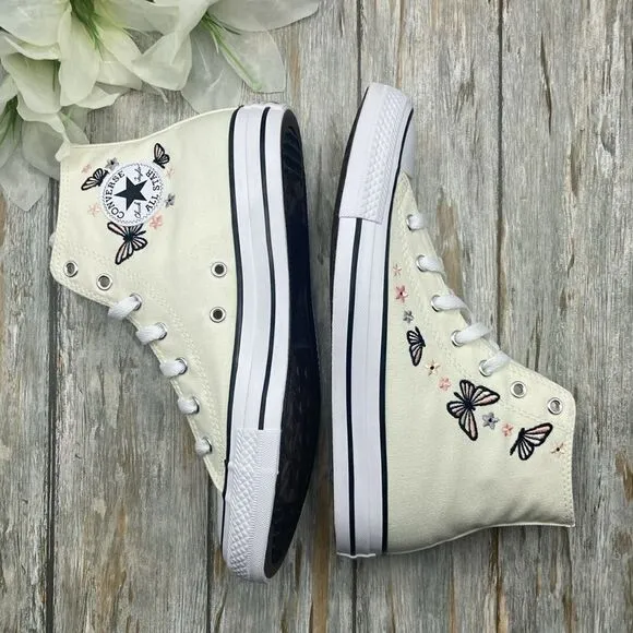 Women’s Converse Chuck Taylor All Star Butterflies Hightop Sneaker Shoes Size 8