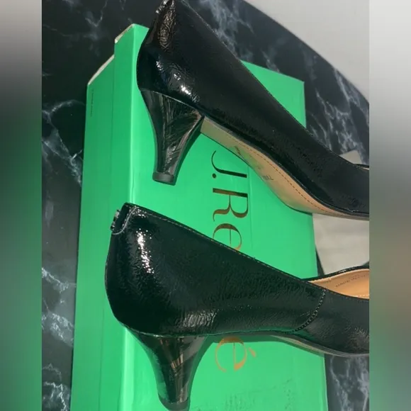 Women’s Dress Shoes Size 7.5 Black ASILAH Crinkle Patent J.RENEE Pumps AUTHENTIC