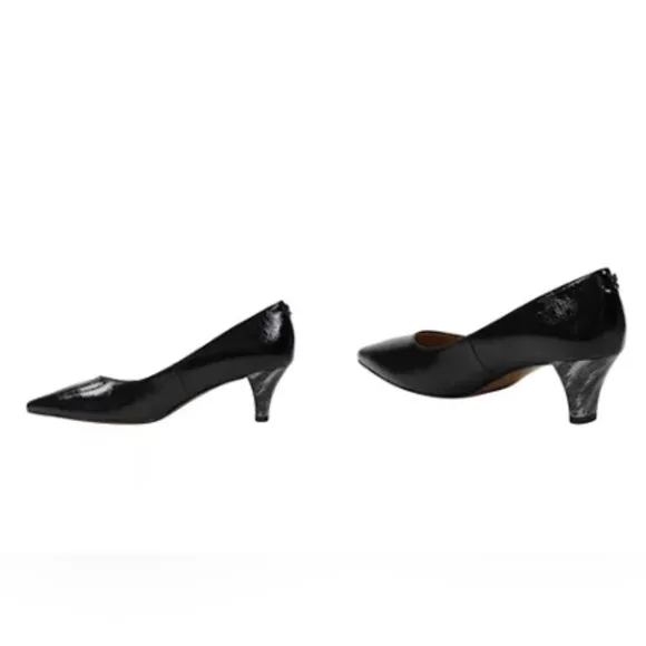 Women’s Dress Shoes Size 7.5 Black ASILAH Crinkle Patent J.RENEE Pumps AUTHENTIC